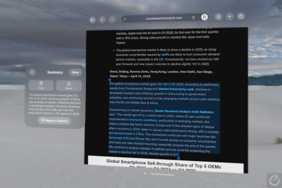 counterpoint research apple vision pro review apple intelligence summary