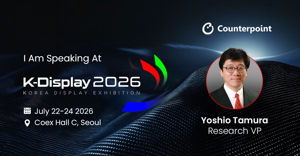 Counterpoint Research flyer for Yoshio Tamura, speaker at K-Display 2026
