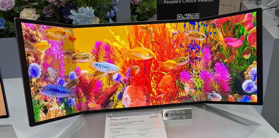 TCL CSOT tri-fold monitor display at SID Display Week 2026